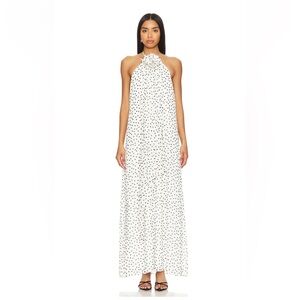 MAJORELLE White Polka Dot Maxi Halter Dress